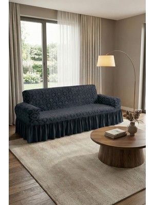 KUTLALE Jakarli Osmanlı Desen 3 Kişilik Koltuk, Kanepe, Çekyat Örtüsü, Etekli, Streç, Esnek, Lastikli, Koltuk Kılıfı