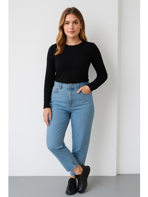 Şans Kadın Büyük Beden Mavi, 5 Cep Kot Pantolon 65N39261