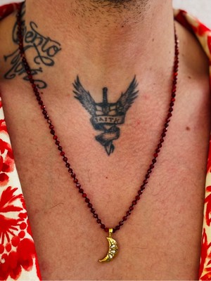 CAPO By Aytaç Yamaç Altın Kaplama 925 Ayar Gümüş Hilal Kolye Yemen Akik Taşlı Kolye Doğal Taş Gümüş Kolye