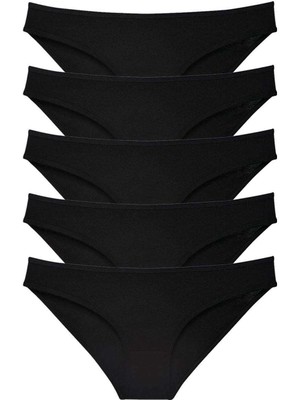 Çamaşır Kenti 5 Adet Süper Eko Set Likralı Kadın Slip Külot Siyah