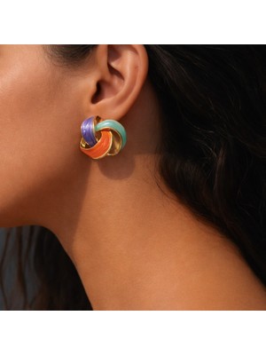 Deniz Accessories 3 Renkli Düğme Küpe