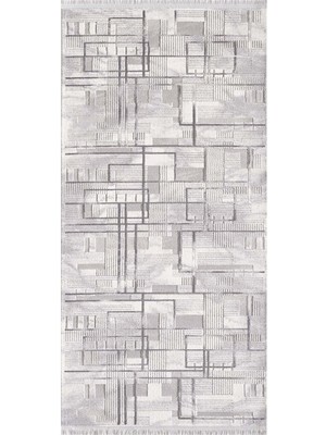 Halı Sepeti Artemis Halı Samoa 02378C Gri Çizgili Halı Yumuşak Dokulu Salon Koridor Mutfak Yatak Odası Halısı