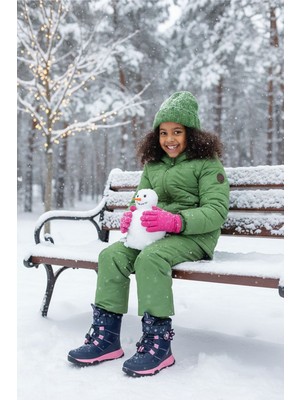 Ndrops YSEYL014 Kız Çocuk Kar Botu Lacivert - Pembe