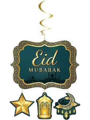 Pandoli Ramazan Temalı 4 Parça Karton Malzeme Eid Mubarak Yazılı Tavan Süsü