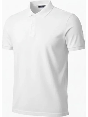 ModaSize Erkek Pike Kumaş Düğmeli Yaka Regular Fit Günlük Kısa Kol Tişört T-Shirt - Beyaz