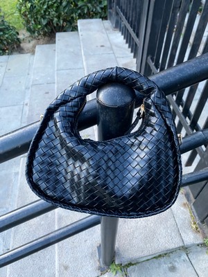 Kadın Mini Clutch Örgülü El ve Omuz Çantası