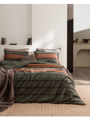 Madame Coco Adreanna Çift Kişilik %100 Pamuk Lastikli Ranforce Baskılı Nevresim Takımı - Haki