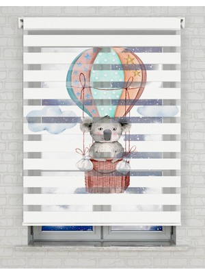 BRIGHTCOVER Renkli Balon ve Kuala Baskılı Zebra Perde - Gece Gündüz - Bebek Odası Perdesi | Kokusuz Mürekkeple Basılmış  Zebra Perdeler ile Sende Tarzını Yansıt! | 1 Dakikada Pratik Montaj