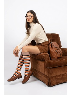 MODA1001 Kadın Çemberli Premium Dizaltı Çorabı  - Vizon Vizon