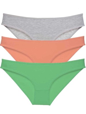 Çamaşır Kenti 3 Adet Süper Eko Set Likralı Kadın Slip Külot Gri Pudra Yeşil