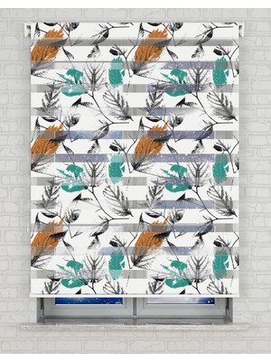 BRIGHTCOVER Ince Dallar Baskılı Zebra Perde - Gece Gündüz Kullanıma Uygundur - Mutfak Perdesi | Kokusuz Mürekkeple Basılmış  Zebra Perdeler ile Sende Tarzını Yansıt! | 1 Dakikada Pratik Montaj