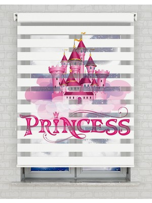 BRIGHTCOVER Prensesin Şatosu Baskılı Zebra Perde - Gece Gündüz - Kız Çocuk Odası Perdesi | Kokusuz Mürekkeple Basılmış  Zebra Perdeler ile Sende Tarzını Yansıt! | 1 Dakikada Pratik Montaj