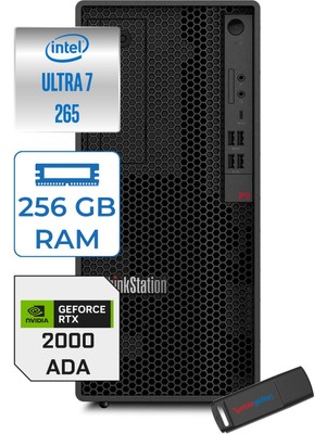 Lenovo Thinkstation P2 Tower Gen2 Intel Core Ultra 7 265 256GB 2tb SSD 16GB/RTX2000 500W Platinum Windows 11 Home Masaüsüt Iş Istasyonu 30JQ0037TRH65 + Zettausb