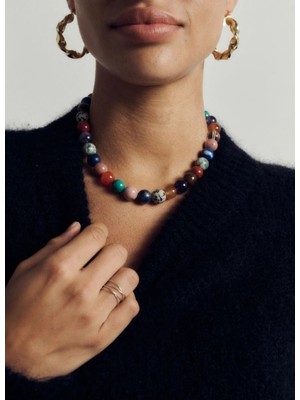 CAPO By Aytaç Yamaç Renkli Doğal Taş Boncuk Kolye | Statement Kadın Kolye | Modern & Bohem Tarz | Günlük Kullanım