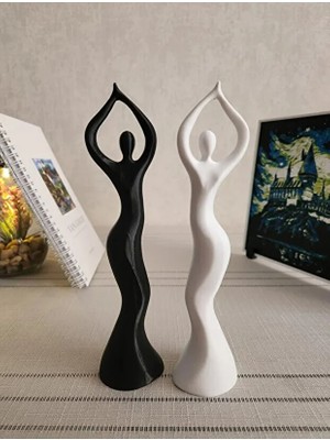 KMA Tekstil Dans Eden Kadın Heykel Takımı Iskandinav Tarzı Biblo Heykel Figür Plastik 2'li