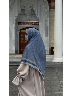 Qalortex Scarf Monogram Desen B.boy  Eşarp-Indigo