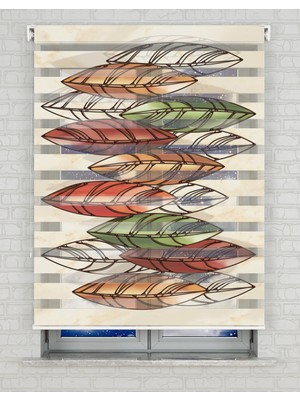 BRIGHTCOVER Renkli Yapraklar Baskılı Zebra Perde - Gece Gündüz, Mutfak Perdesi, Salon Perdesi, Yatak Odası Perde | Kokusuz Mürekkeple Basılmış  Zebra Perdeler ile Sende Tarzını Yansıt! | 1 Dakikada Pratik Montaj