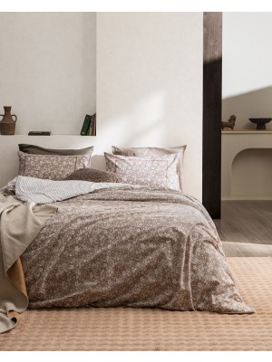 Madame Coco Suzanne Tek Kişilik %100 Pamuk Lastikli Ranforce Baskılı Nevresim Takımı - Bej