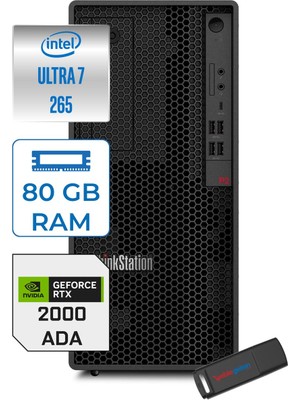 Lenovo Thinkstation P2 Tower Gen2 Intel Core Ultra 7 265 80GB 1tb SSD 16GB/RTX2000 500W Platinum Windows 11 Pro Masaüsüt Iş Istasyonu 30JQ0037TRP26 + Zettausb