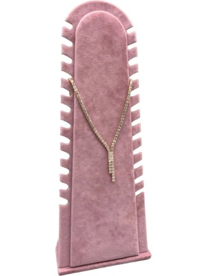 Megass Dekor Riyad Model Süet Kumaş Pembe Renk 31/11 cm Ayaklı Kolye-Halhal Sergileme Standı
