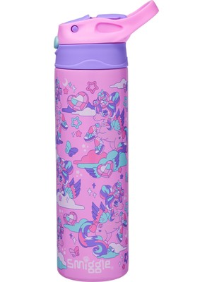 Smiggle Trailblazer 520 ml Paslanmaz Çelik Flip Suluk Pembe Okul Mataras