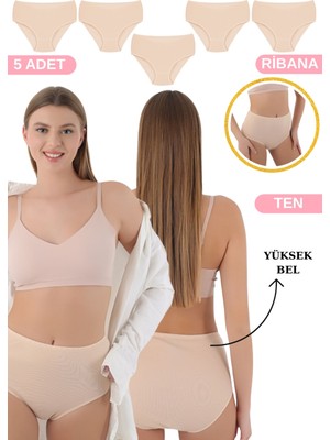 Cnt 5'li Paket Ribana Yüksek Bel Kadın Bato Külot