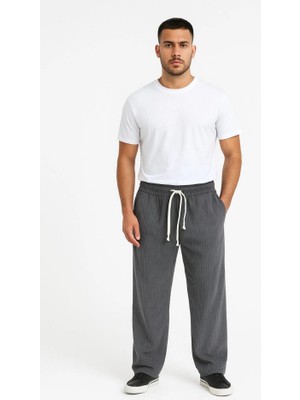 ModaSize Erkek Fitilli Kadife Cepli Buggy Pantolon Oversize Rahat Kalıp - Füme