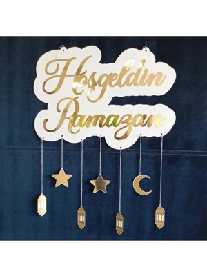 Evsay Hoşgeldin Ramazan ve Ramazan Kandil Süsleri Ramazan Duvar Dekoru 20*35 Ölçüde