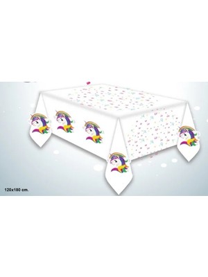 Partyy Bag Unicorn Temalı Baskılı 120X180 Plastik Doğum Günü Parti Masa Örtüsü