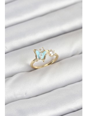 Inure Jewelry Pirinç Gold Renk Kelebek Model Kadın Yüzük