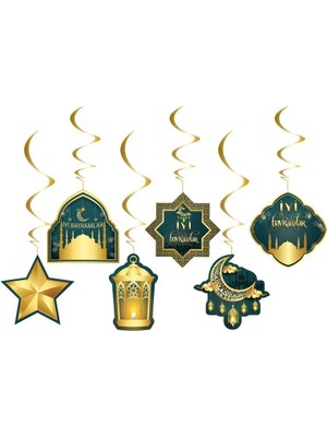 Pandoli Ramazan Temalı Karton Malzeme Iyi Bayramlar Yazılı Tavan Süsü 6 Parça