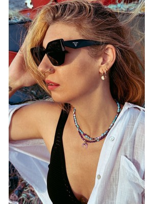 CAPO By Aytaç Yamaç Inci Pembe Kuvars Ametist ve Turkuaz Mercan Taşlı 2li Kolye Seti Doğaltaş Kadın Kolye