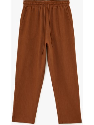 Koton Keten Görünümlü Beli Bağcıklı Cepli Havuç Pantolon
