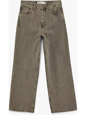 Koton Rahat Kalıp Yıkamalı Düğmeli Cepli Baggy Denim Pantolon - Baggy Jeans