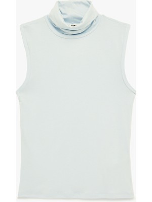 Koton Slim Fit Kolsuz Dik Yaka Viskon Bluz