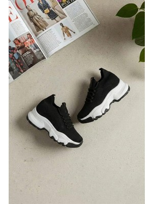 Ayakkabı Fuarı Elit YSFLT343 Kadın Klasik Sneaker Siyah - Beyaz