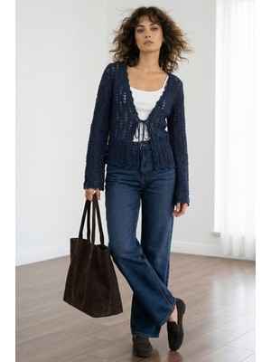 Sherin Indigo Ajurlu Triko Hırka