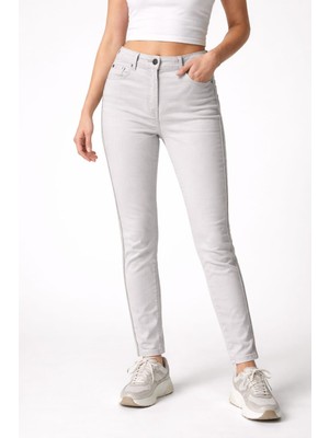 Bolınto Yanları Zıncırlı Yuksek Bel 5 Cep Lıkralı  Dar Paca Pantolon