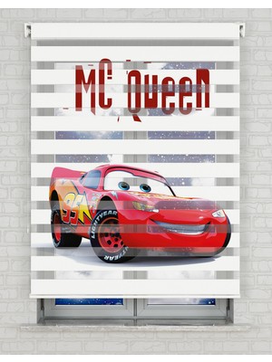 BRIGHTCOVER Şimşek Mcqueen Baskılı Zebra Perde - Gece Gündüz - Erkek Çocuk Odası Perdesi | Kokusuz Mürekkeple Basılmış  Zebra Perdeler ile Sende Tarzını Yansıt! | 1 Dakikada Pratik Montaj