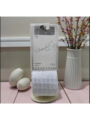 Ekinoks Desenli Dikişsiz Filoş Kız Çocuk Külotlu Çorap - RYZEÇ011 - Beyaz - 5 - 6 Yaş Beyaz