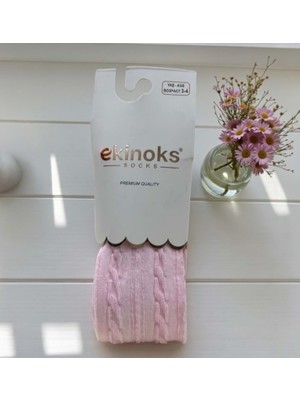 Ekinoks Örgü Desenli Dikişsiz Koton Kız Çocuk Külotlu Çorap - RYZEÇ010 - Pembe - 1 - 2  Yaş Pembe