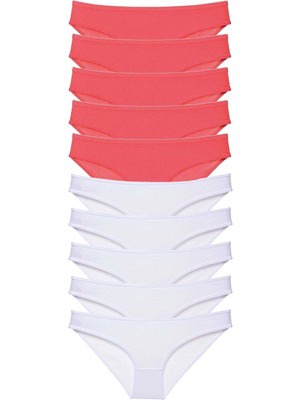 Çamaşır Kenti 10 Adet Eko Set Likralı Kadın Slip Külot Fuşya Beyaz