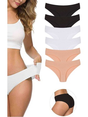 ModaSize 6 Adet Kadın Dikişsiz Lazer Kesim Esnek Iz Yapmayan Külot S4