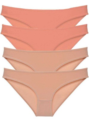 ModaSize 4 Adet Süper Eko Set Likralı Kadın Slip Külot Pudra Ten