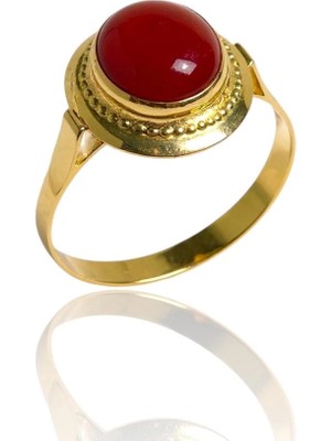 HAKAN GÜLER KUYUMCULUK 14 Ayar Altın Akik Taşlı Yüzük ( 14Y00-11)