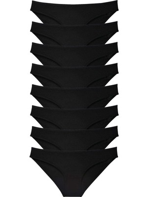 ModaSize 8 Adet Süper Eko Set Likralı Kadın Slip Külot Siyah