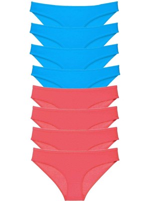 ModaSize 8 Adet Süper Eko Set Likralı Kadın Slip Külot Fuşya ve Mavi