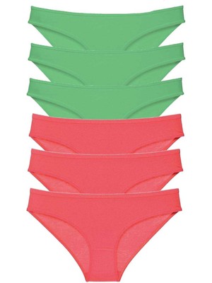 ModaSize 6 Adet Eko Set Likralı Kadın Slip Külot Yeşil Fuşya