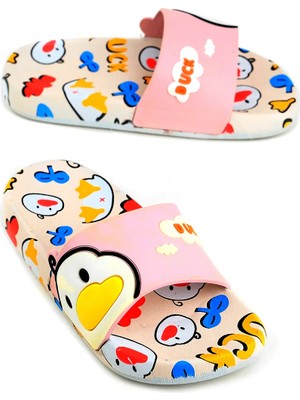 Gezer Ördek Desenli Kaydırmaz Taban Kız Çocuk Terlik