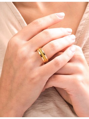 HAKAN GÜLER KUYUMCULUK  14 Ayar Altın Üç Sıra Ajda Model Yüzük